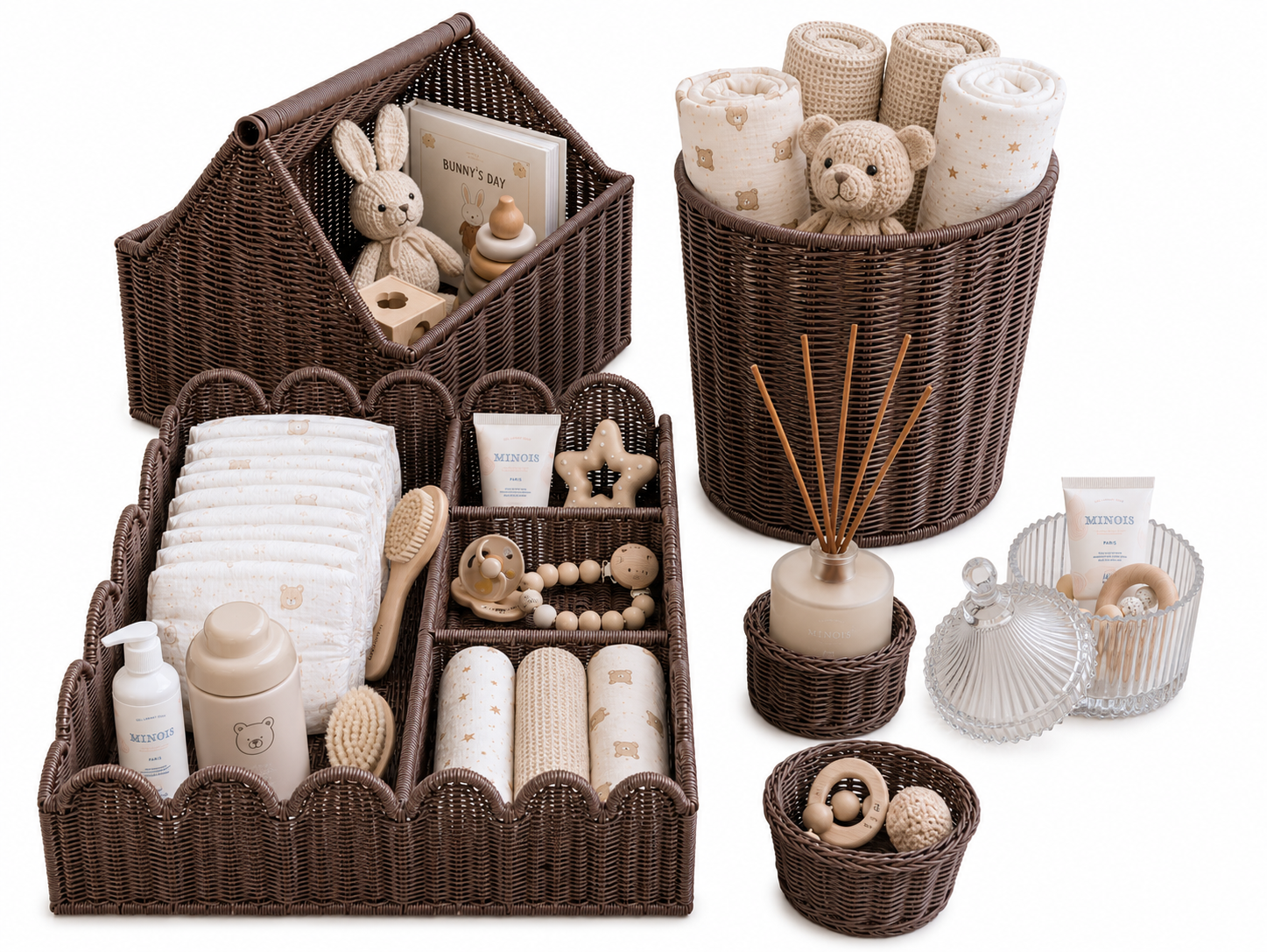 Set Pieza Baby and Kids Chocolate + 1 porta difusor de REGALO + 1 cesta petit 1 + 1 contenedor de vidrio